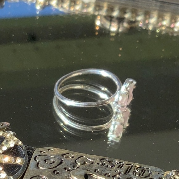 HAND CARVED WATERMELON TOURMALINE BUTTERFLY 925 STERLING SILVER RING, SIZE 7.75 - Picture 4 of 8